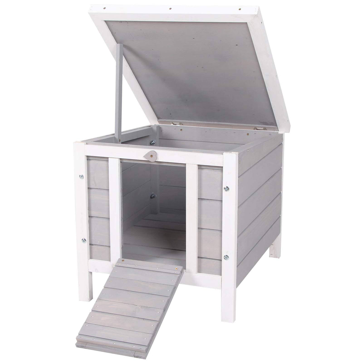 Grey Raised Wooden Pet House K292