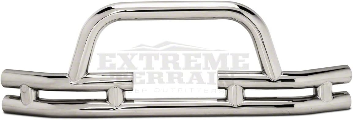 Polished Double Tubular Front Bumper with Winch Cutout O313