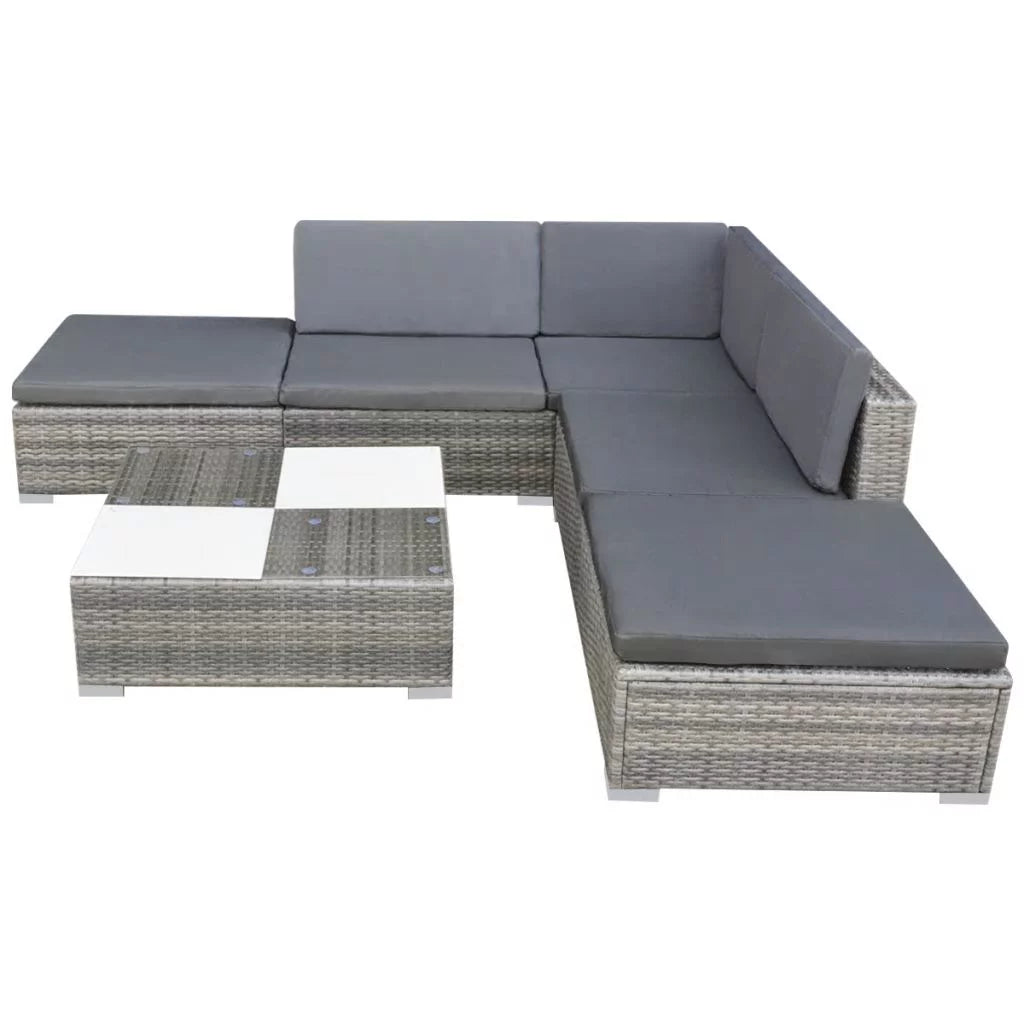 6 Piece Gray Poly Rattan Sectional Sofa Set G202592