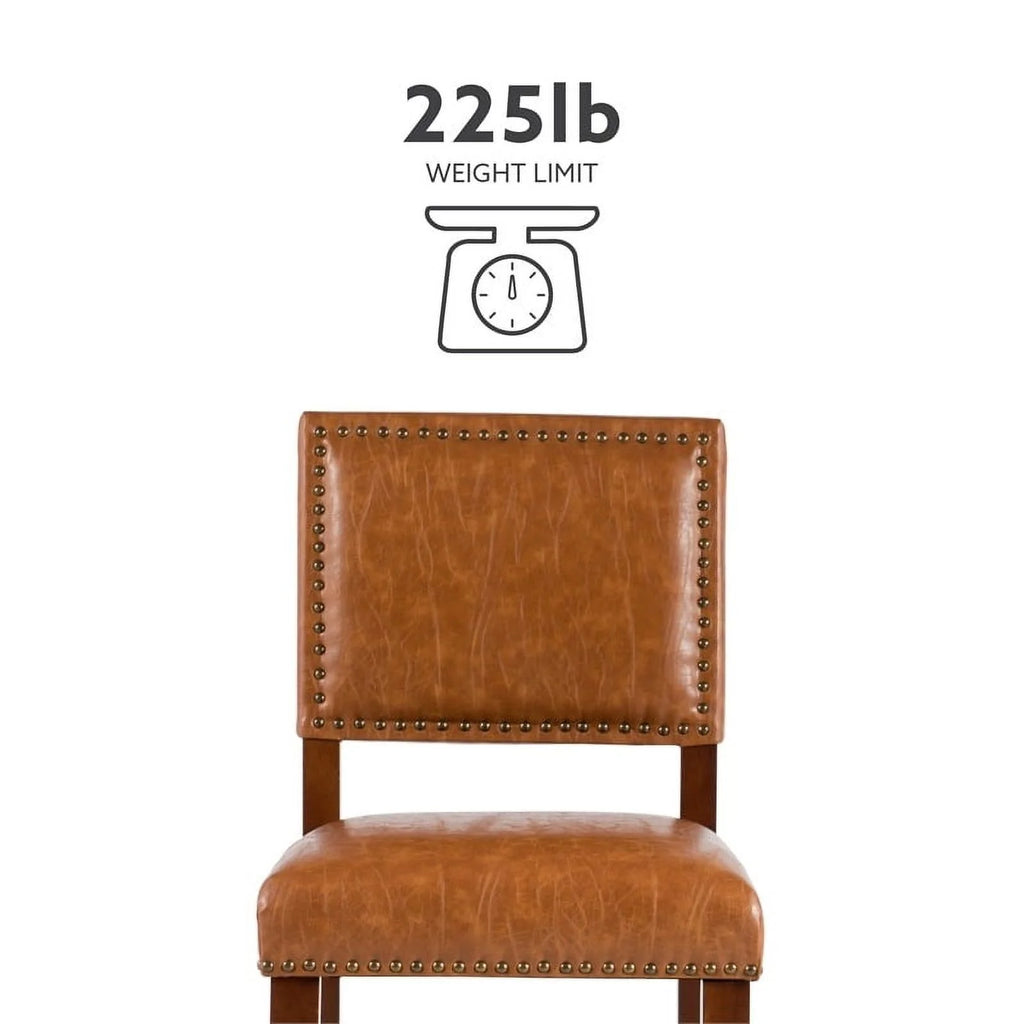 24" Faux Leather Wood Counter Stool in Dark Caramel/Walnut R713737