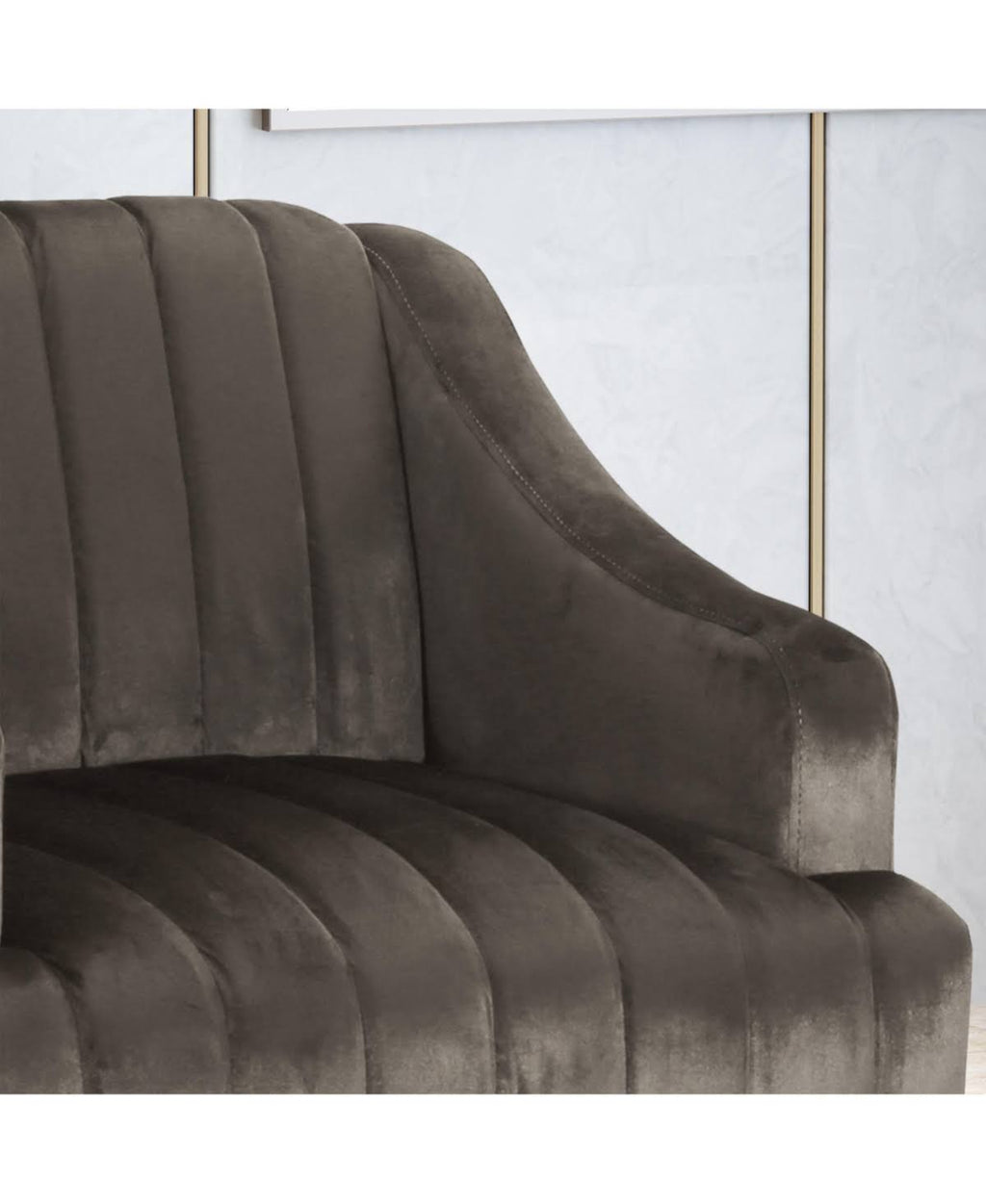 Gray and Dark Brown Velvet Club Chair H5120