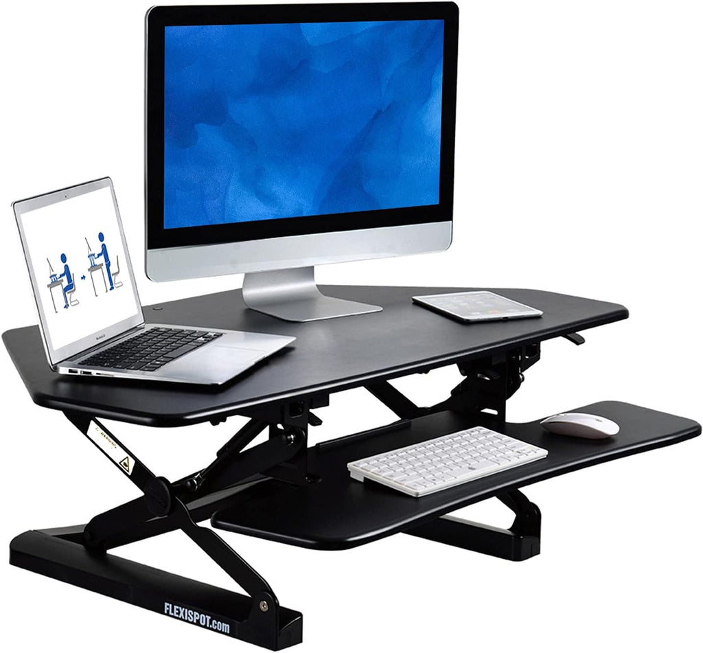 47" Black Standing Desk Converter with Keyboard Tray T88367