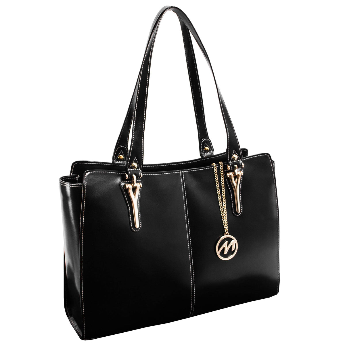 Black Leather Shoulder Tote K51148