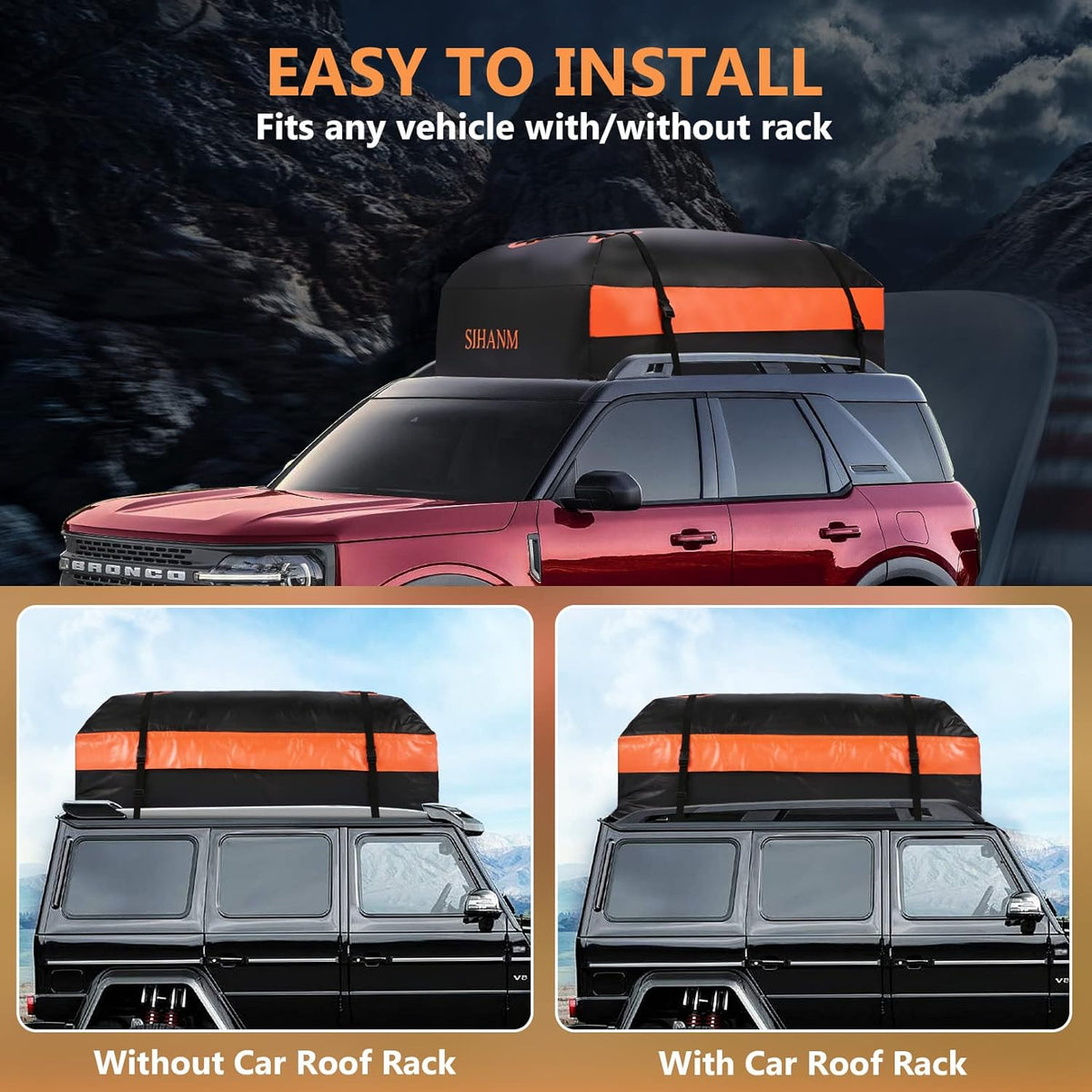 Heavy Duty Waterproof Roof Cargo Carrier with Anti-Slip Mat, 15Cu.ft. H565284