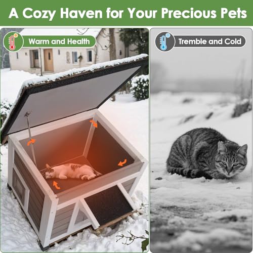Insulated Weatherproof Cat House with Asphalt Roof Z1575