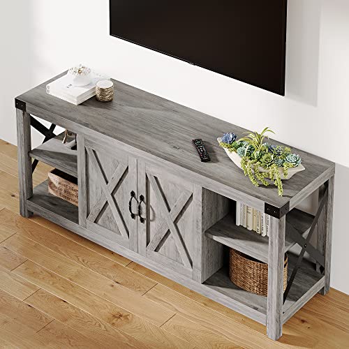60 Inch TV Stand with Storage and Adjustable Shelves (Grey) O54927