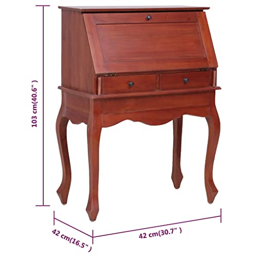 Brown Solid Wood Secretary Desk with Flip Top P386285