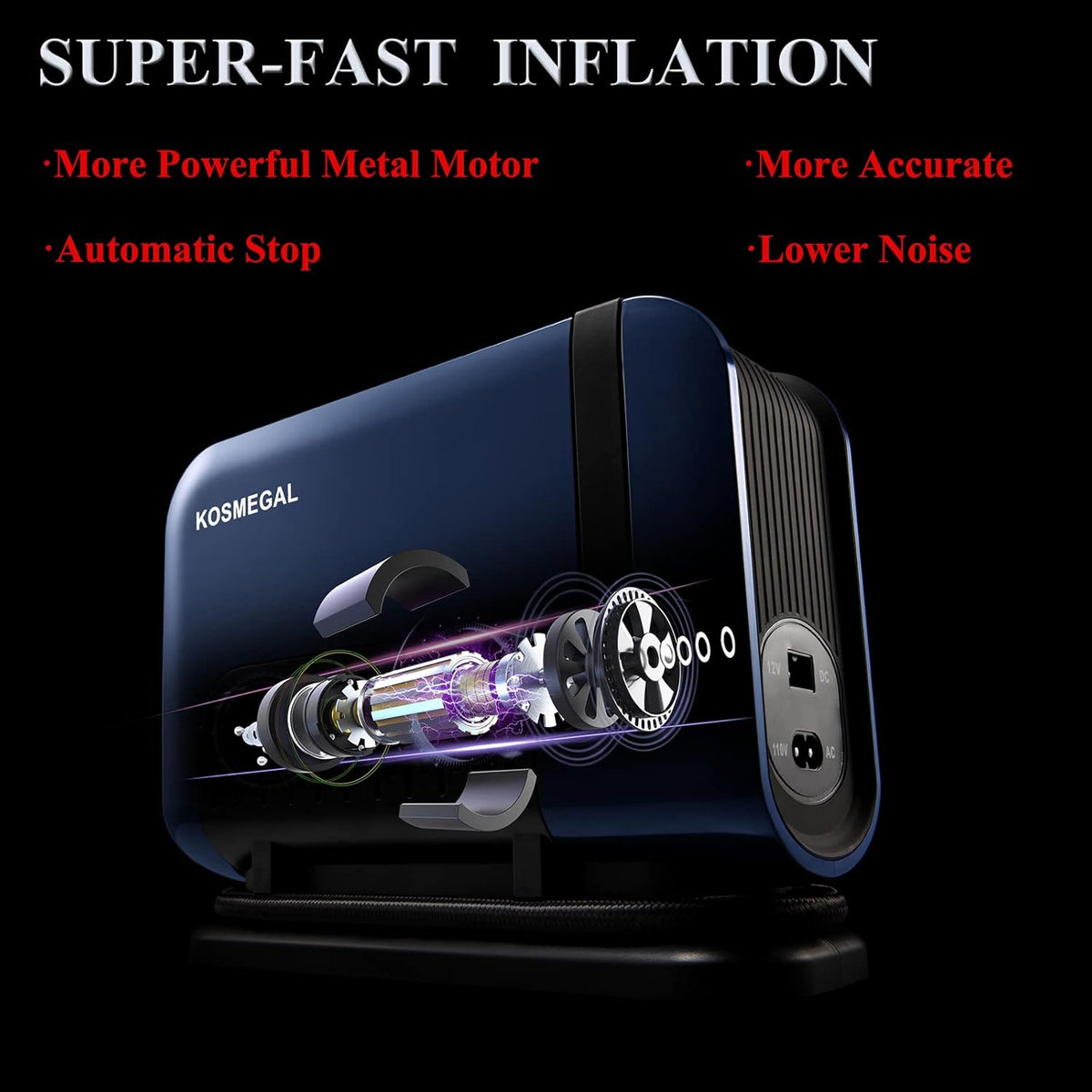 Blue Portable Tire Inflator Air Compressor with Digital Pressure Gauge J322244