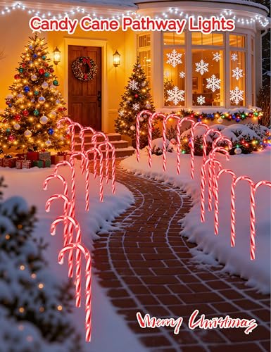24 Pack Solar Christmas Candy Cane Lights with 168 Warm Lights U761