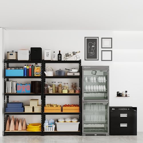 5 Tier Heavy Duty Metal Adjustable Utility Shelf Rack, Black E3880