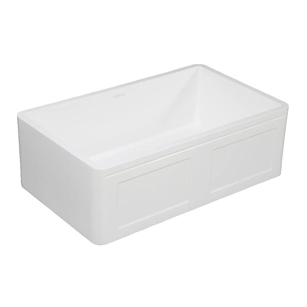 33 In. Apron Front Farmhouse Single Bowl Kitchen Sink, Matte White F201