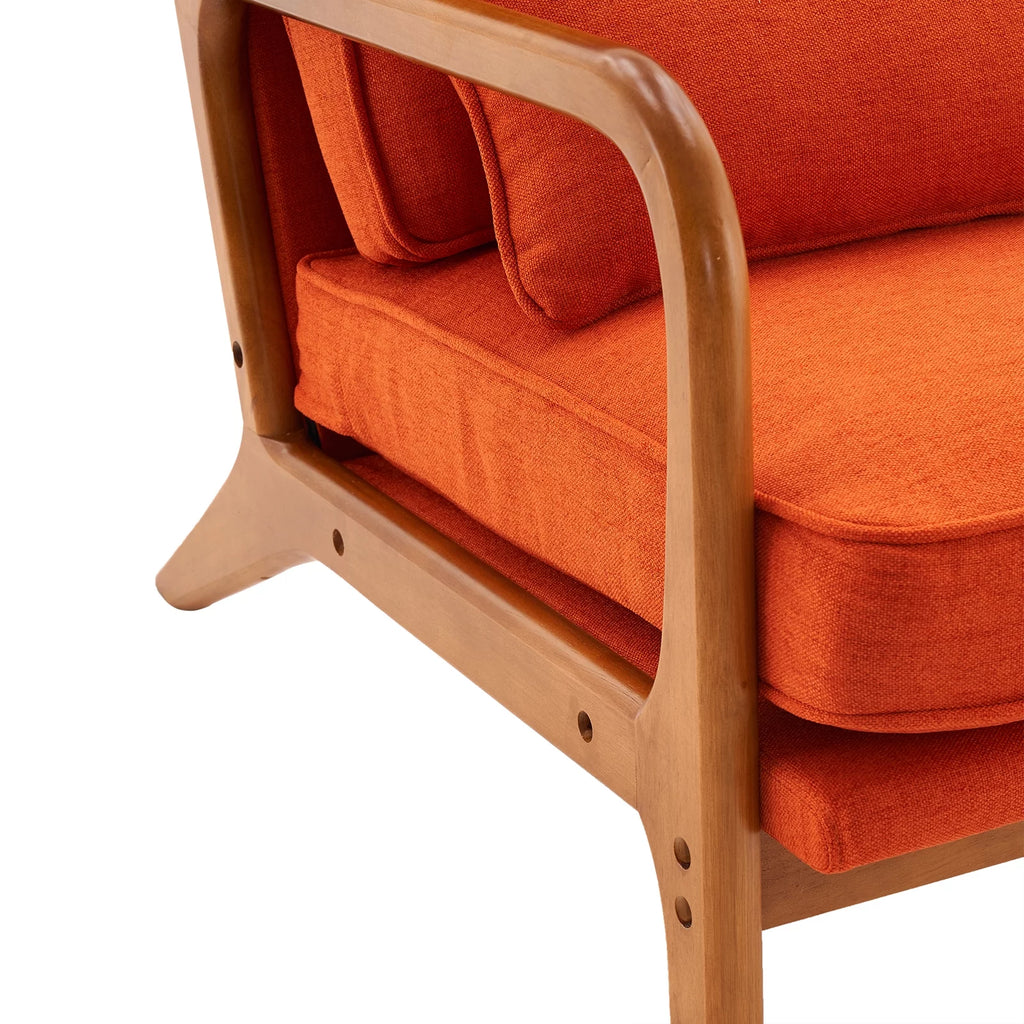 Oak Upholstered Armrest Lounge Chair S25805