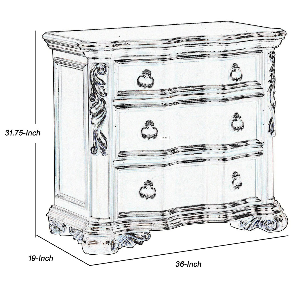 3 Drawer Cherry Brown Nightstand C7793