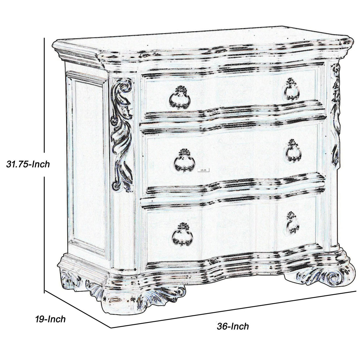 3 Drawer Cherry Brown Nightstand C7793