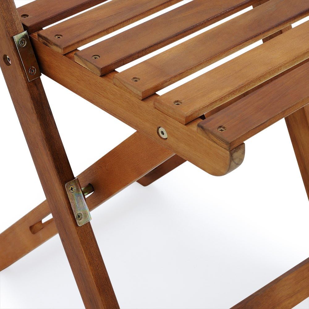 Wooden 3-Piece Bistro Set Folding Chairs and Square Acacia Wood Coffee Table O9322