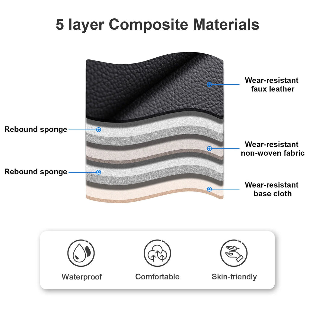 Black Waterproof Pu Leather Full Set Car Seat Covers C5230