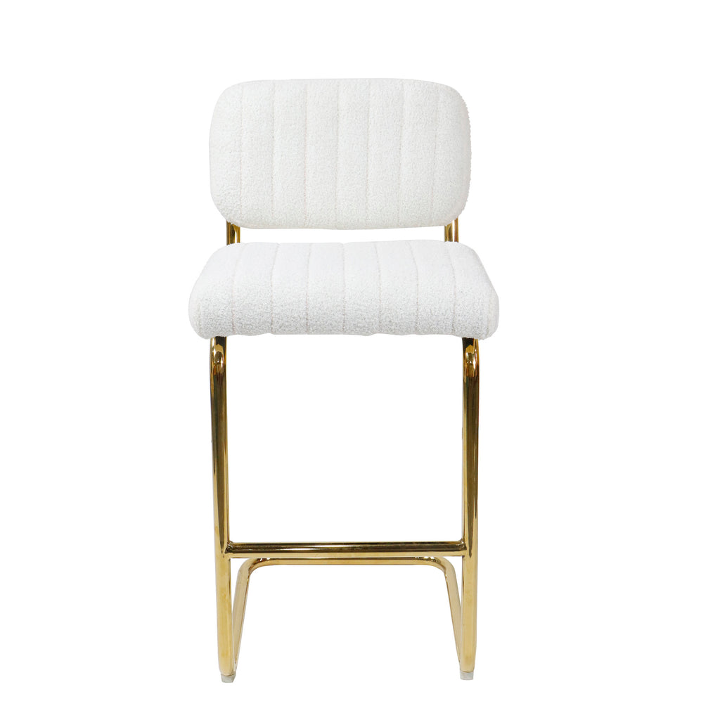 Ivory Boucle Fabric Counter Height Bar Stools Set of 2 M755