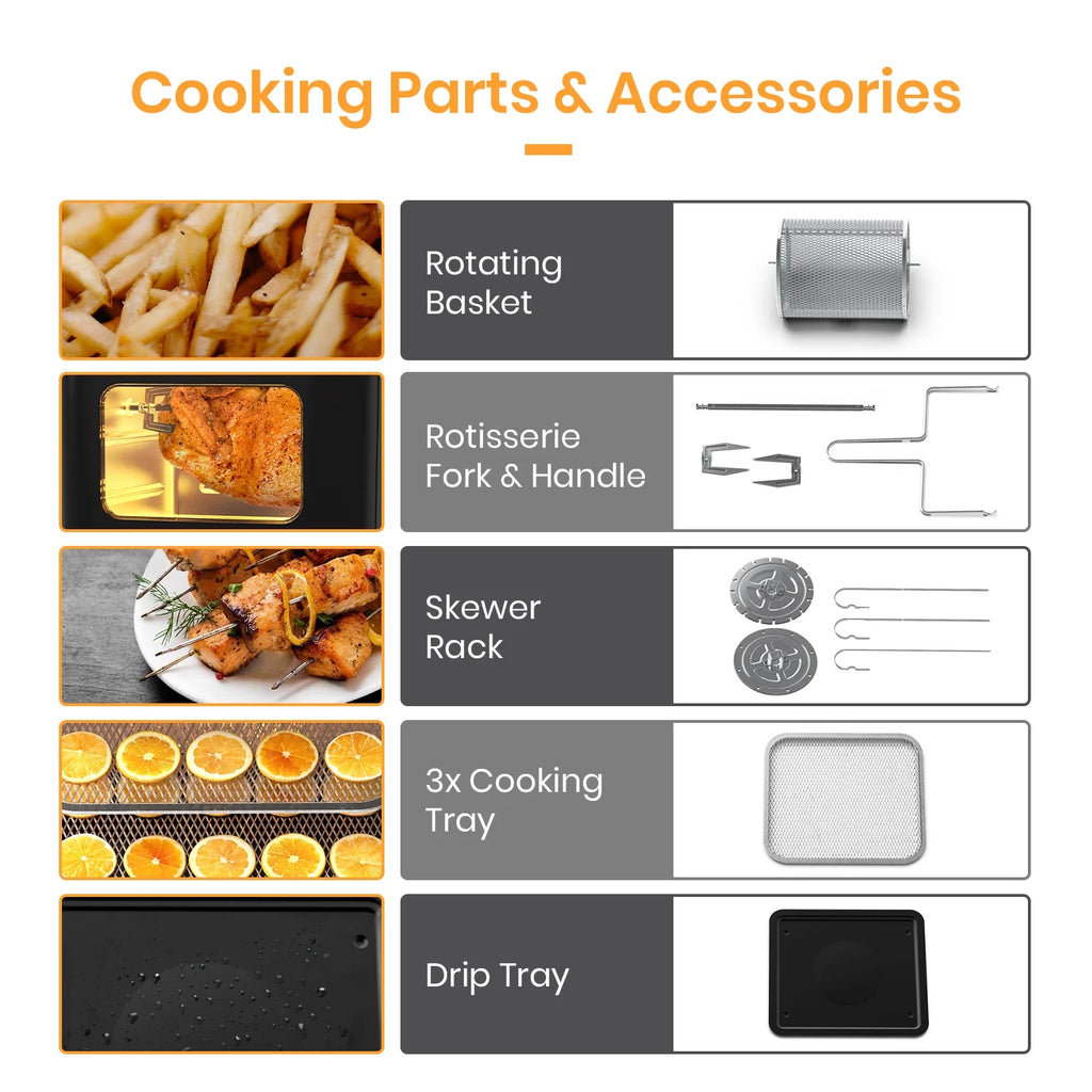 12.7 Quarts Large Air Fryer Toaster Oven with 19 Accessories X622744