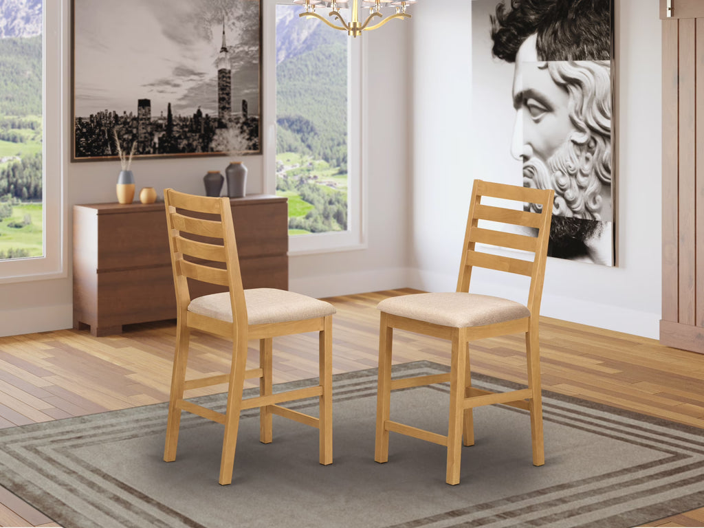 Fabric Counter Height Stools in Oak (Set of 2) B550