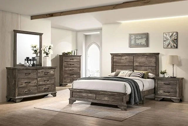 Gray Solid Wood King Bedroom Set 6pcs Q870801