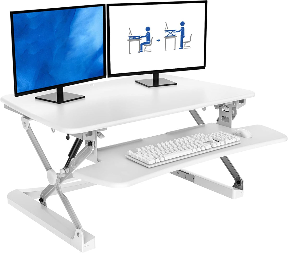 47" Black Standing Desk Converter with Keyboard Tray T88367