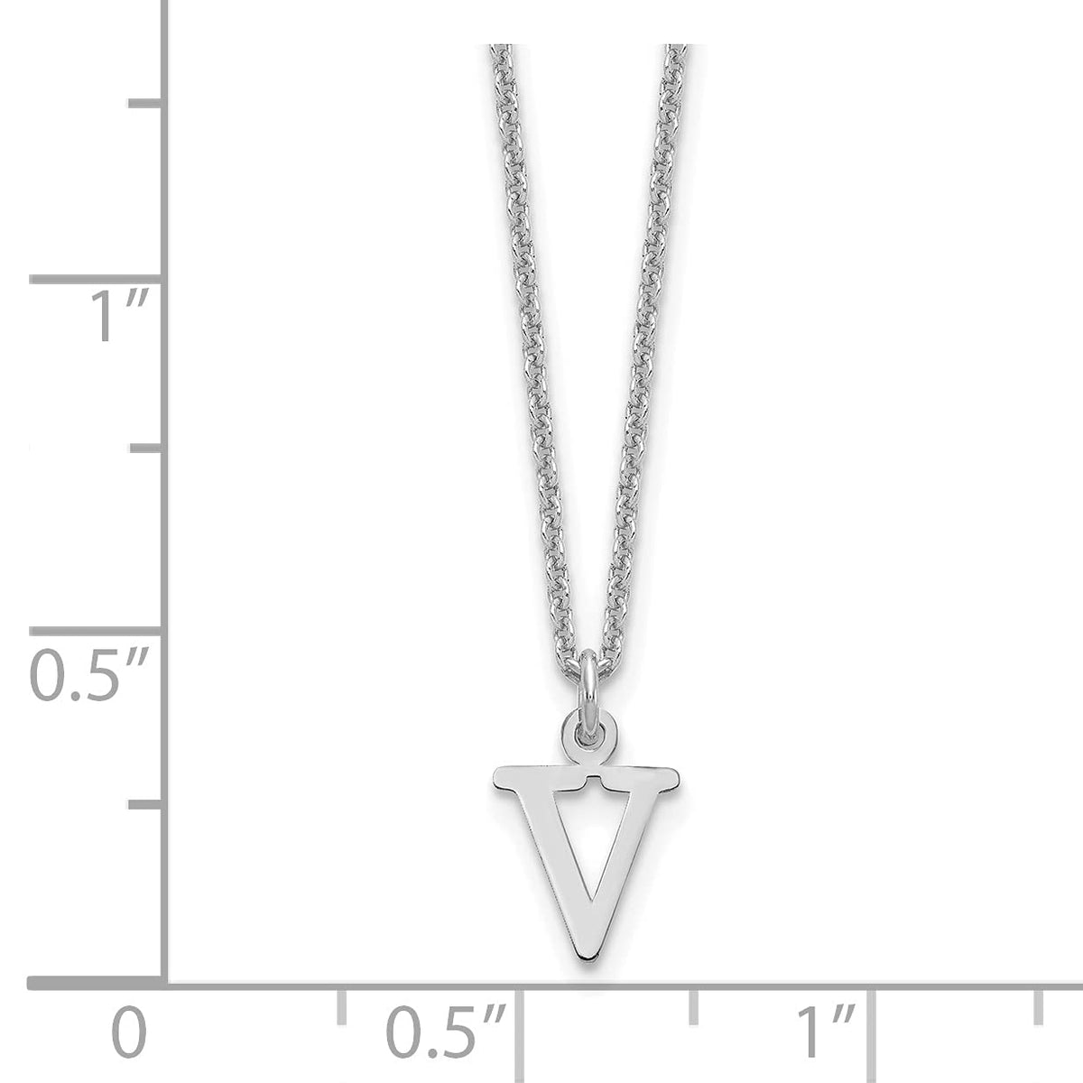 10K White Gold Letter V Initial Pendant with Chain G6847