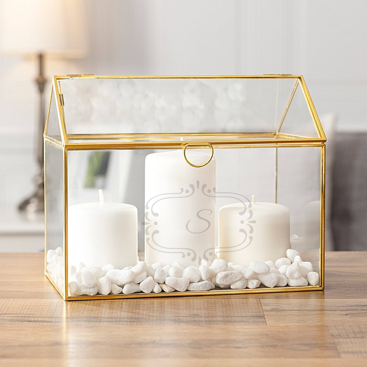 Gold Glass Terrarium Card Holder M41036