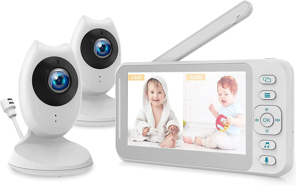 4.3 inch Video Baby Monitor with Camera and Audio, Night Vision, 2-Way Audio, Temperature Sensor, VOX Mode, 8 Lullabies, Pack of 2 G963465