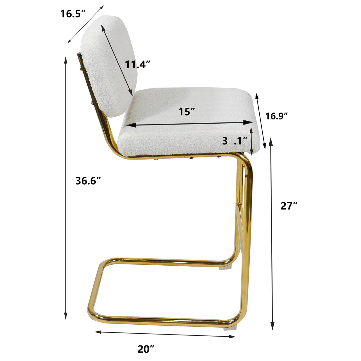 Ivory Boucle Fabric Counter Height Bar Stools Set of 2 M755