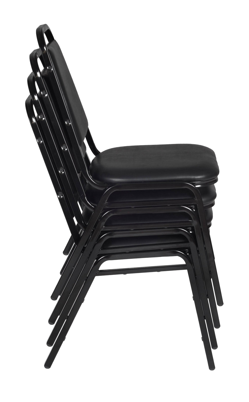 Maple Square Breakroom Table & 4 Black Stack Chairs I87282