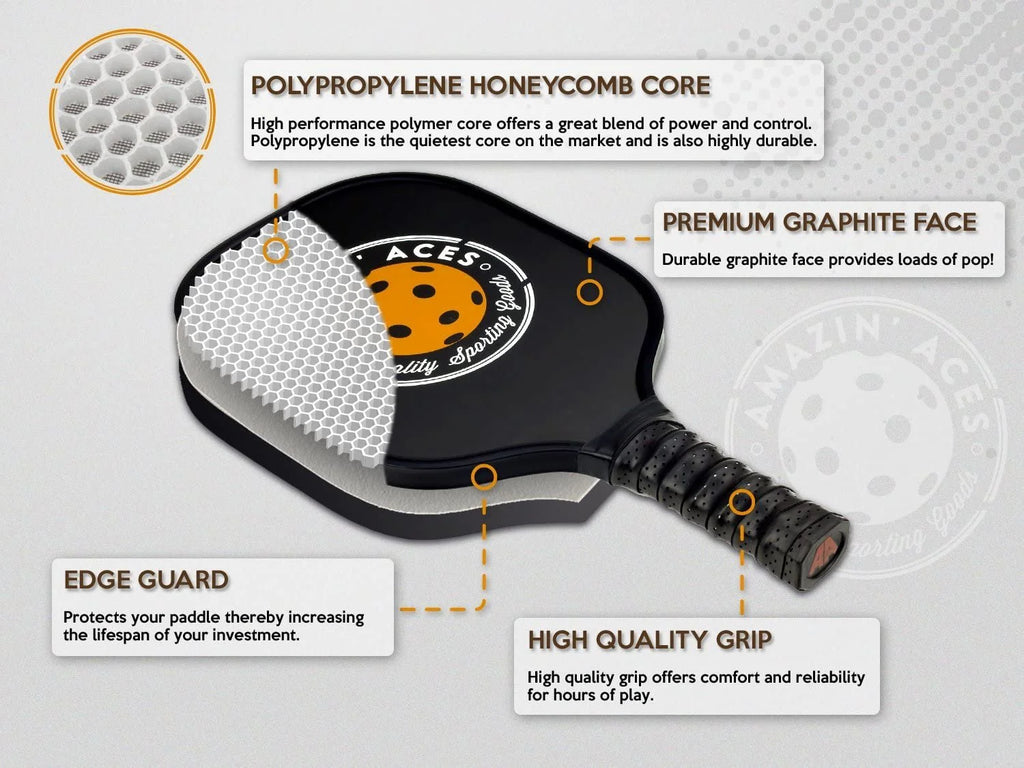 Two Graphite Pickleball Paddles Set with Four Balls and Mesh Carry Bag Z475