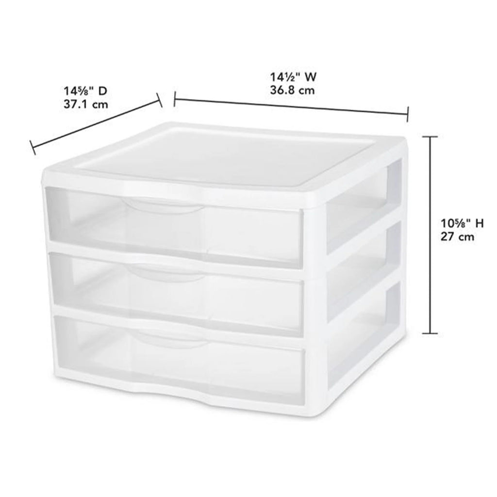 Clear Plastic 3 Drawer Storage System, 3 Pack S992