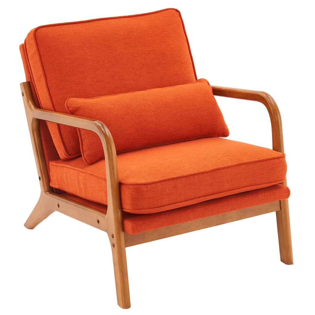 Oak Upholstered Armrest Lounge Chair S25805
