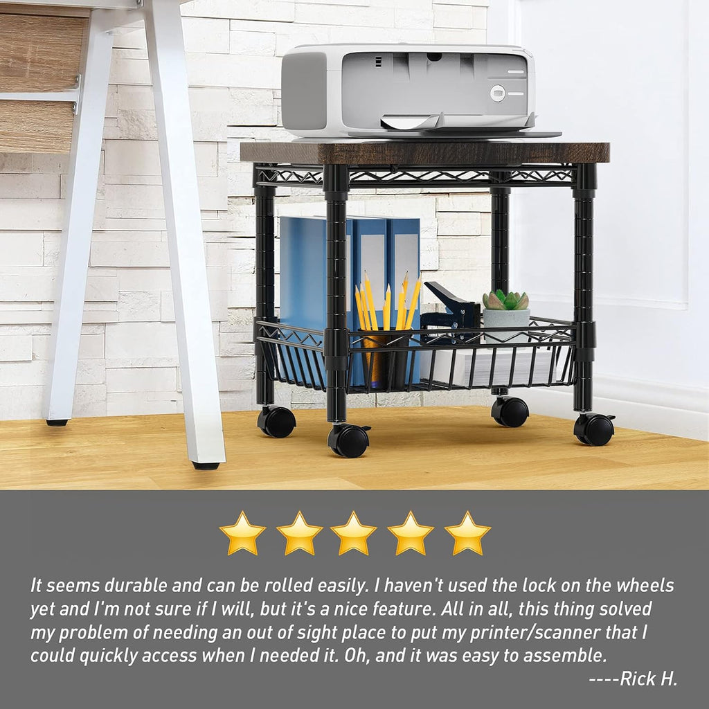 Printer Stand with Storage, Metal Printer Cart, Heavy Duty Printer Table G40381