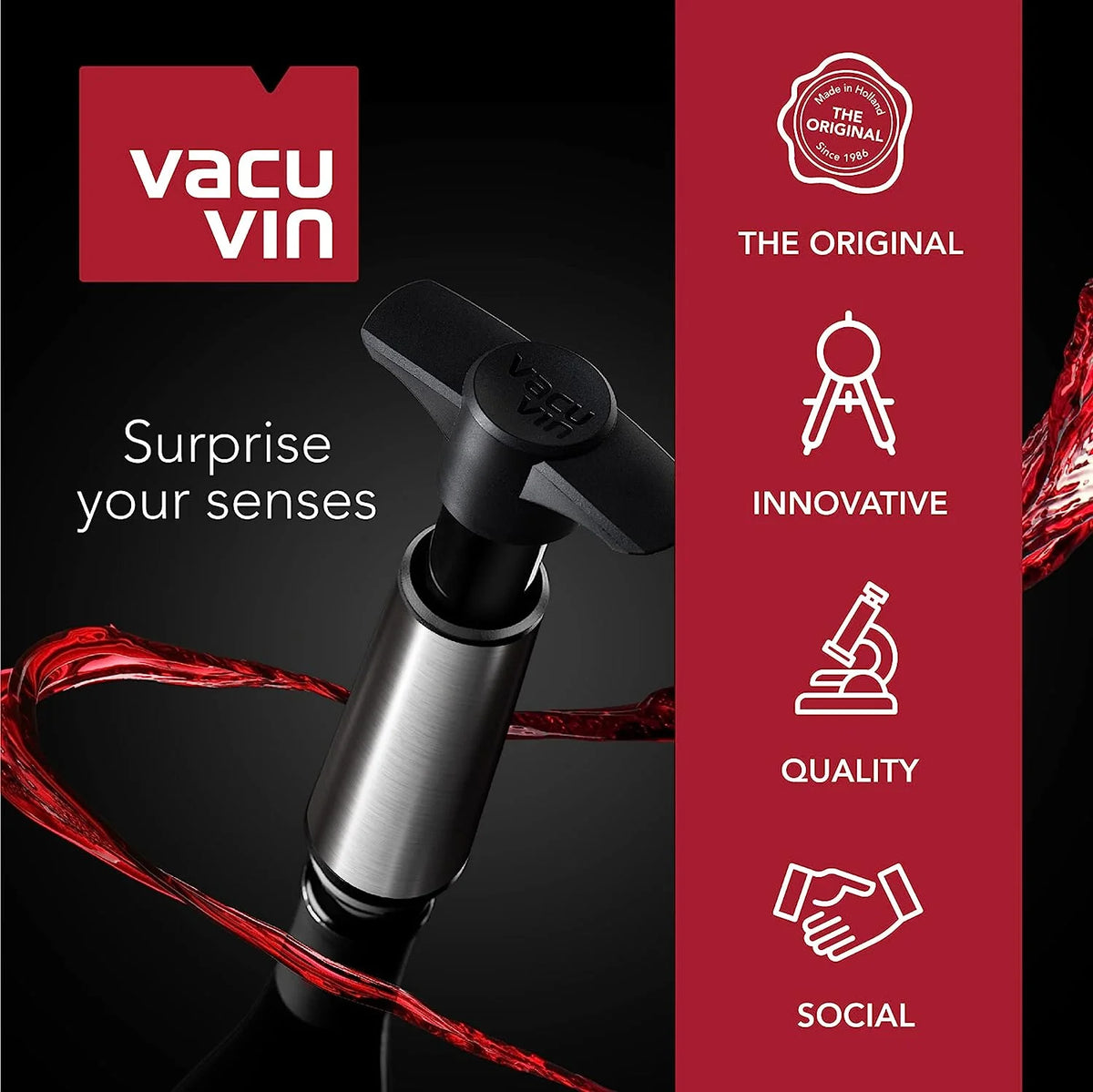 Wine Saver Pump Stainless Steel with Vacuum Wine Stopper V9868