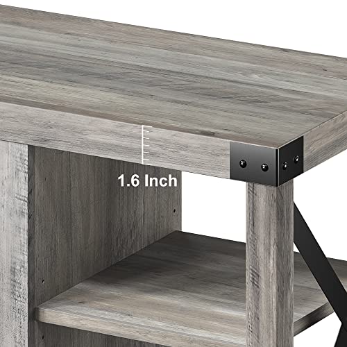 60 Inch TV Stand with Storage and Adjustable Shelves (Grey) O54927