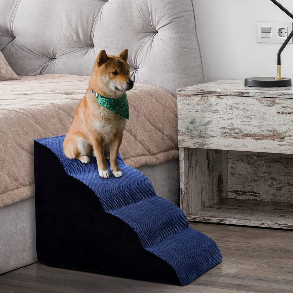 Navy Blue 4 Tiers Foam Dog Stairs L6611