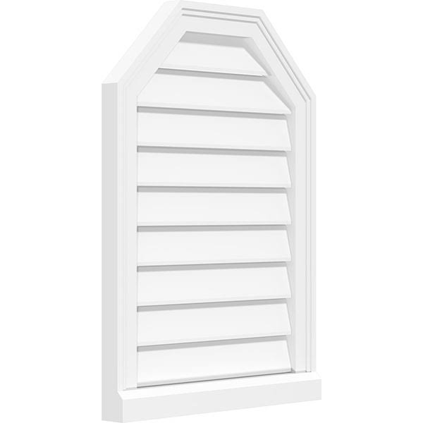 34x22W x 34x22H Octagonal Top Surface Mount PVC Gable Vent with Brickmoul H1250