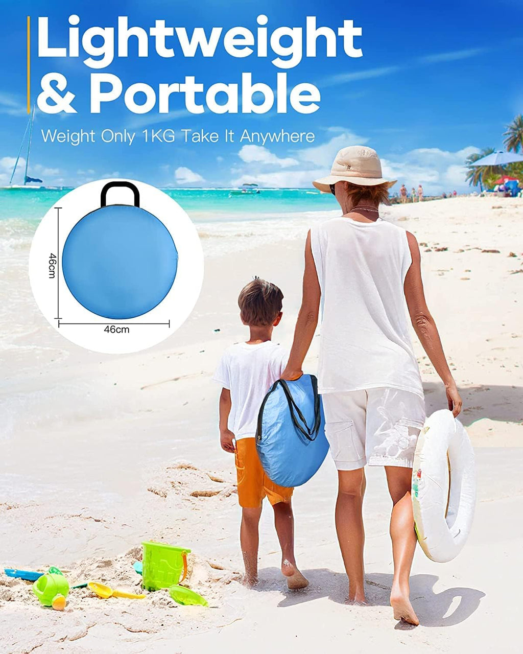 Pop Up Beach Tent, UPF 50+, Waterproof, with Carry Bag I198