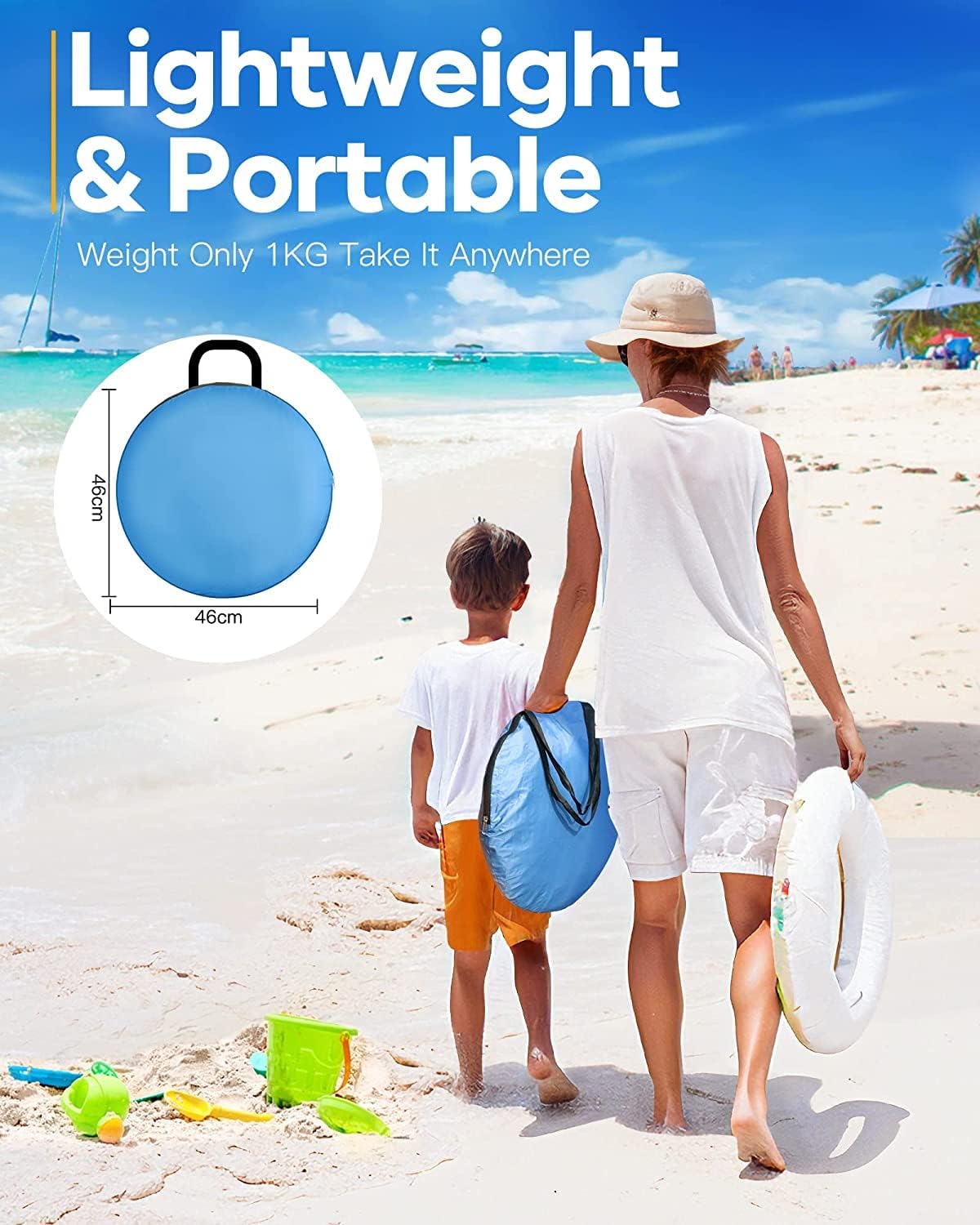 Pop Up Beach Tent, UPF 50+, Waterproof, with Carry Bag I198