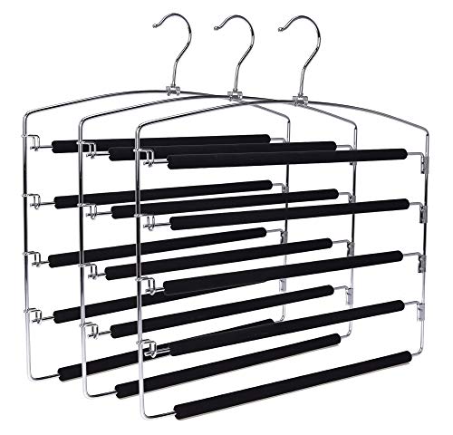 3 Multi-Bar Metal Pants Hangers with Non-Slip Foam Padding O44684