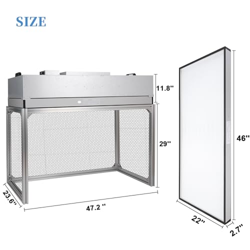 Vertical Laminar Flow Hood HEPA Filter 47.2" x 23.6" x 29" 110V R59714