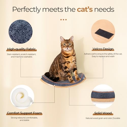 Cat Wall Shelves and Perch with Scratching Cushion S958348