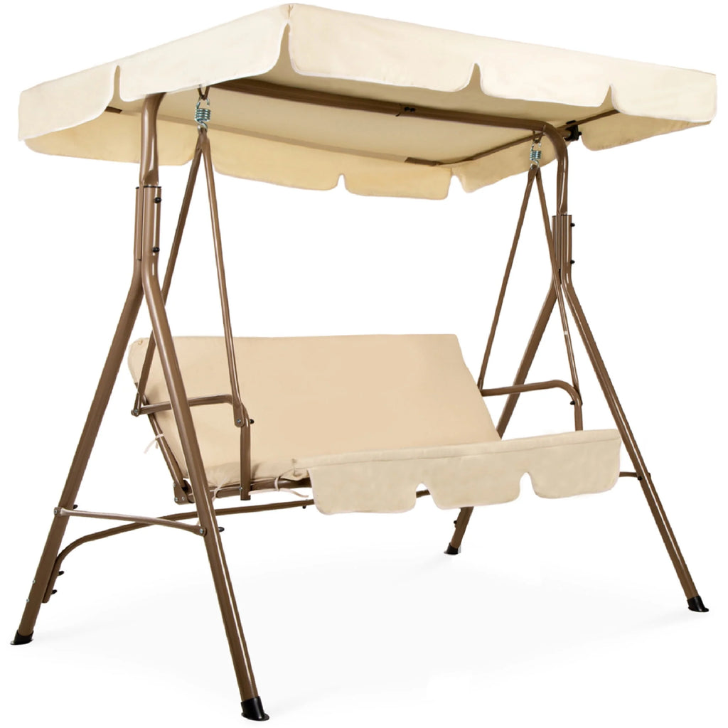2-Person Convertible Canopy Swing Glider Lounge Chair with Removable Cushions Blue U66970