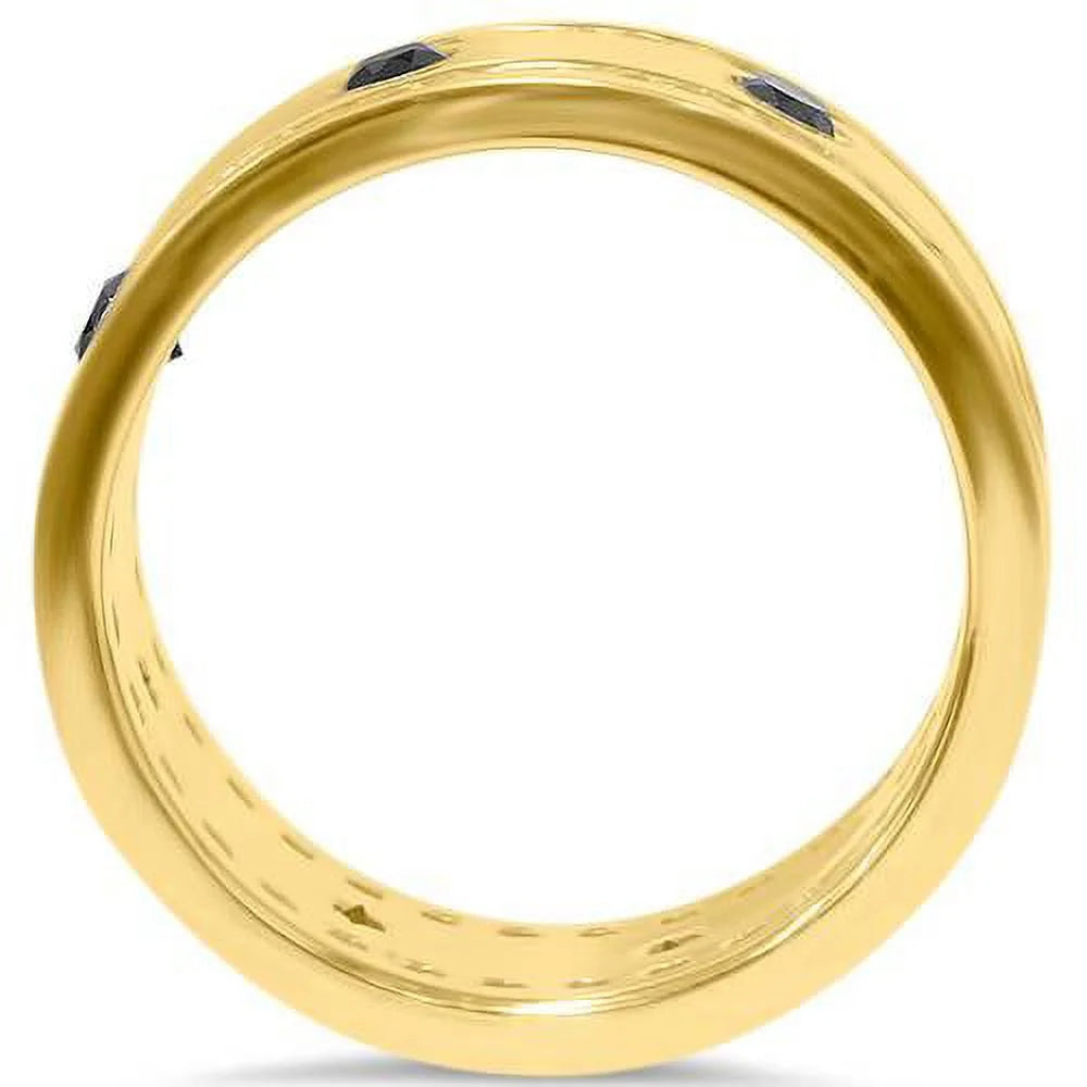 Black & White Diamond Eternity Ring 14K Yellow Gold B169820
