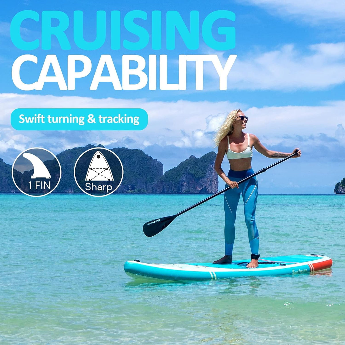 10'8''×33''×6'' Extra Wide Inflatable Paddle Board with Camera Mount P277965