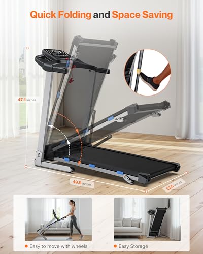 Folding Treadmill with Incline, 3.0 HP, 350 lbs Weight Capacity, 7.6 MPH I205696