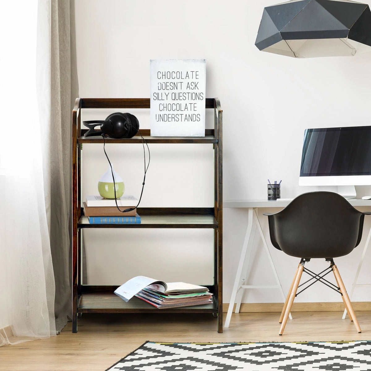 Espresso 3-Shelf Folding Bookcase S2699