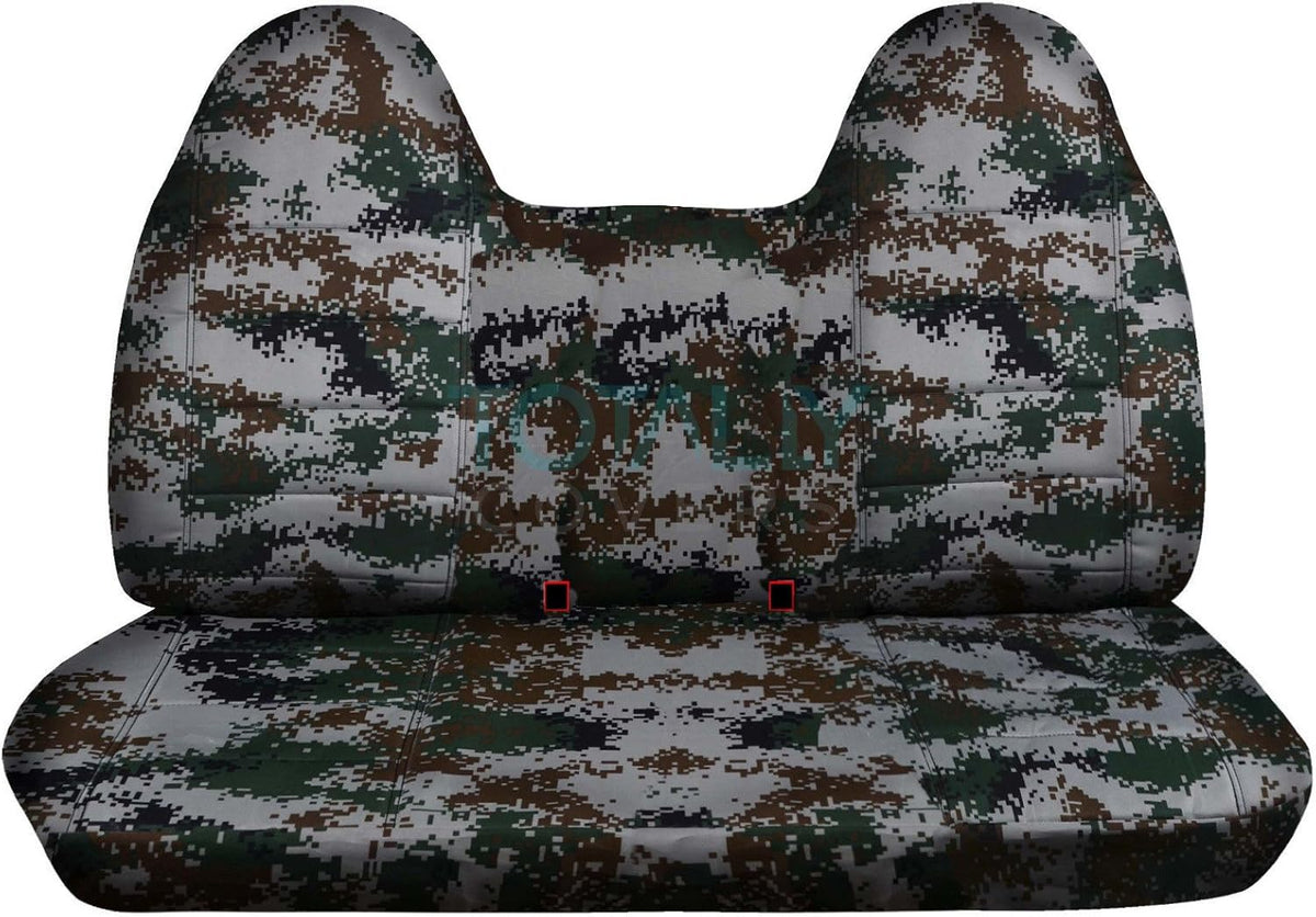 Gray Camouflage Front Solid Bench Truck Seat Covers Z5660