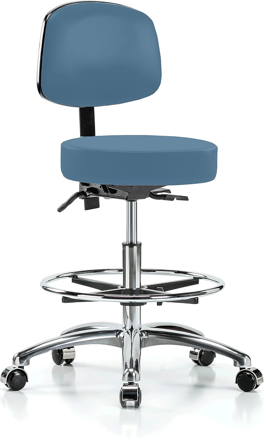 Chrome Height Adjustable Doctor's Stool with Back and Footring W664808